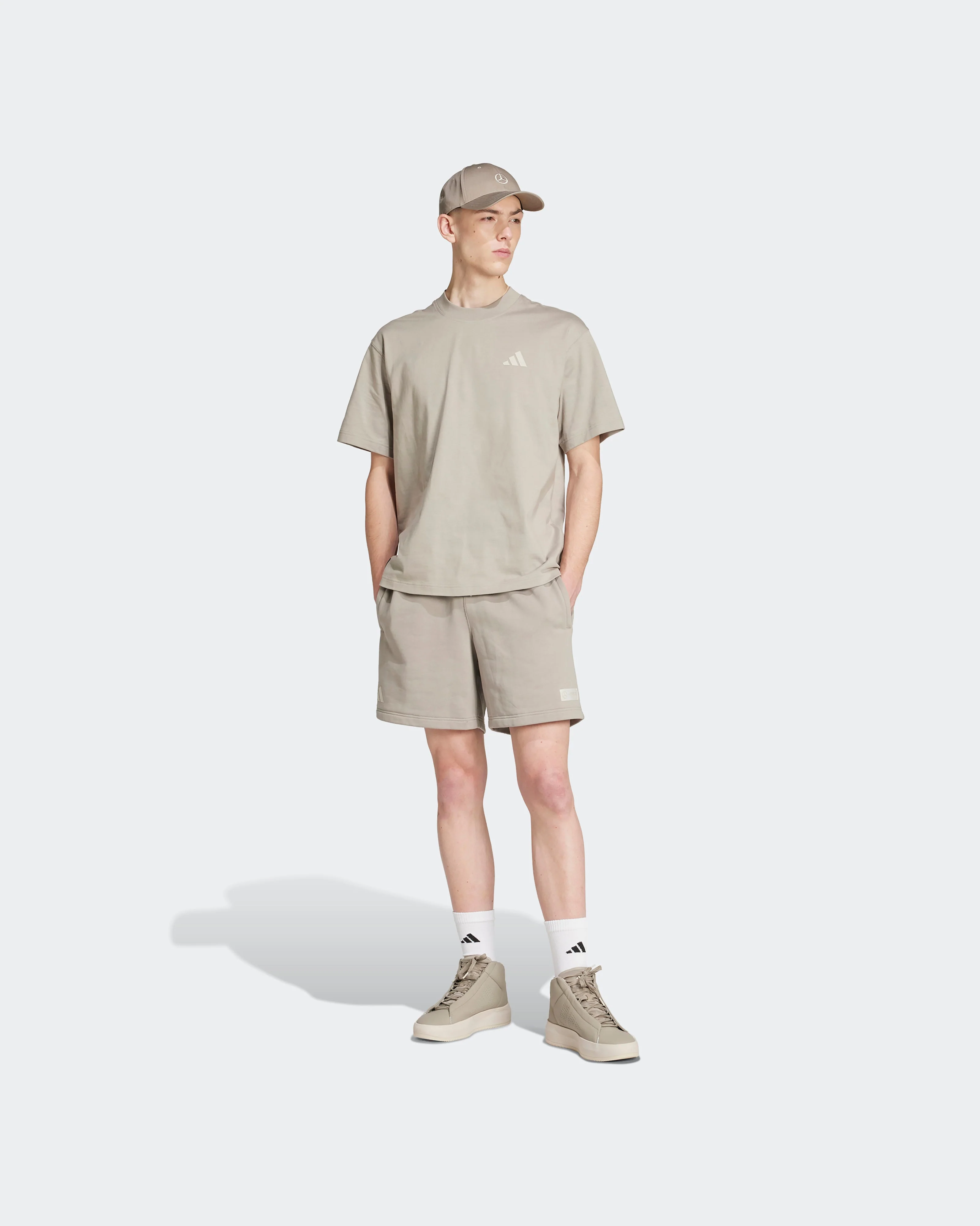 Mens Premium Sweat Shorts Beige - Image 4